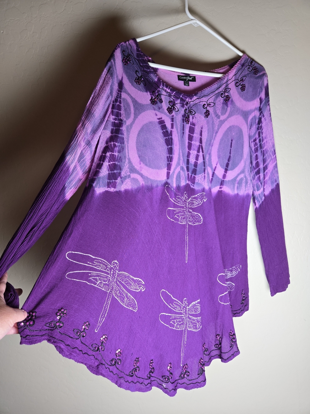 Greater Good Tunic Top 1X/2X Firefly Ombre Tie Dye Beaded Boho Fairy Whimsigoth